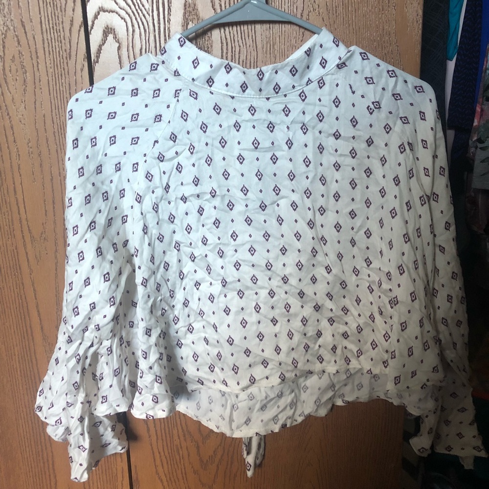 White and Purple High Neck Top